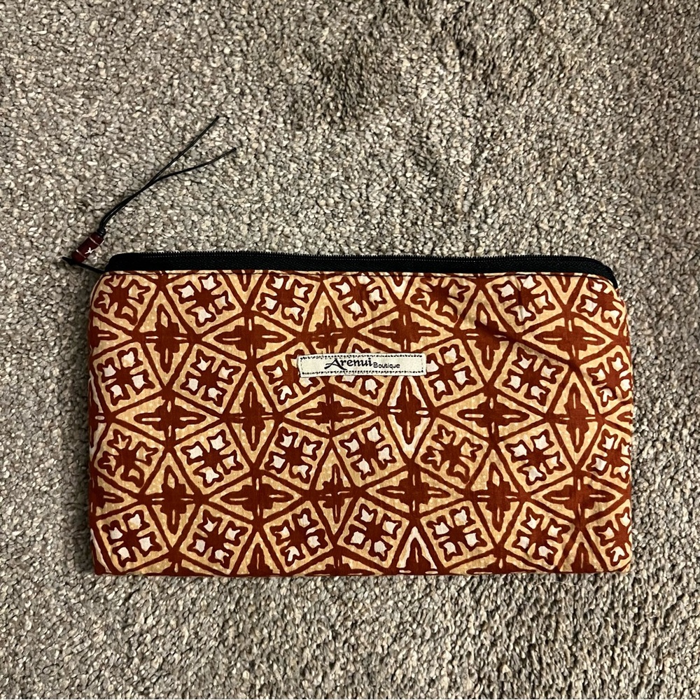 Batik Bali Brown and Tan Patterned Travel Pouch